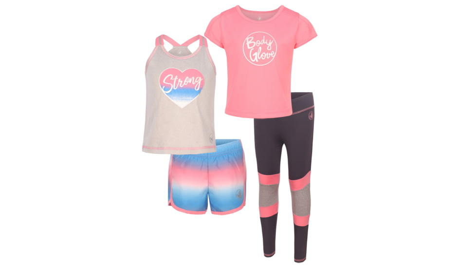 Body Glove Toddler Girls Four-Piece Foil Logo/Heart Graphic Set - Blue &amp; Pink CA4E11AF, 4T, Blue &amp; Pink, 8260BGS31-A-4T