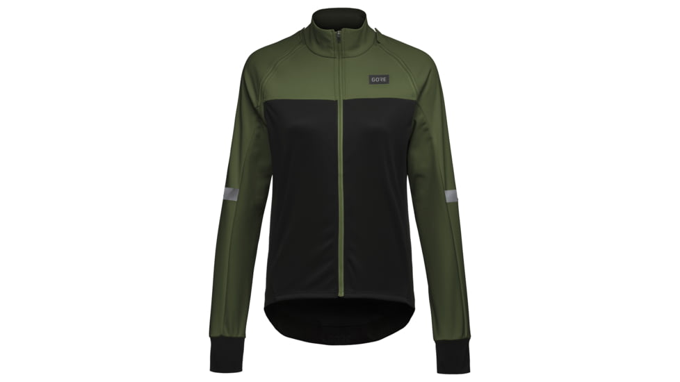 GOREWEAR Phantom Cycling Jacket Womens in Black/Utility Green XL 16-18 Slim fit Windproof A43EA9E0, 100821-99BH-44