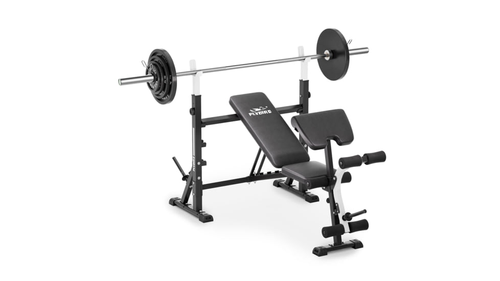 Flybird Fitness Flybird Adjustable Weight Bench W/Leg Extension&amp;Comma; Curl Pad &amp; Barbell Rack&amp;Comma; Olympic Barbell &amp; Cast Iron Weight Plates Set 76CC0F7E, 8264686502146