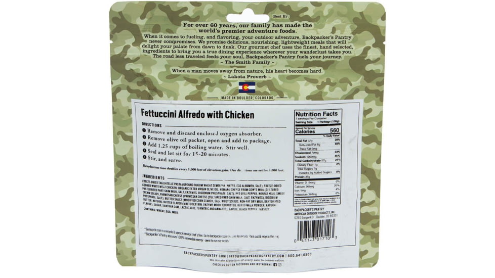 Backpackers Pantry Fettuccini Alfredo w/Chicken, 101710