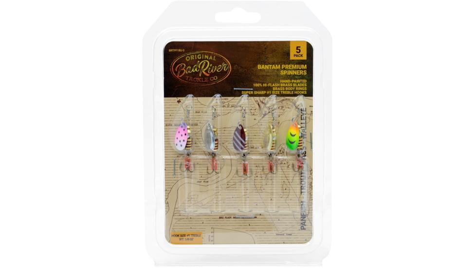 Bad River Trout, Panfish, Stream Bass Spinner Kit, 1/8 oz, Undressed, 5-Pack, BRTPF18U-5