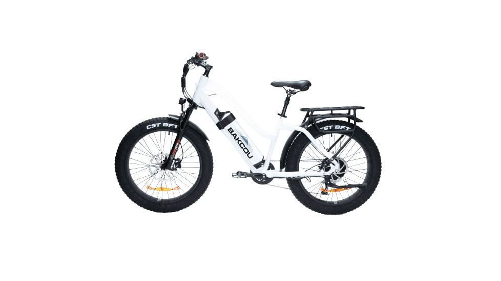 Bakcou Flatlander Step-Through 24in 21ah eBike, Gloss White, 9504596374282
