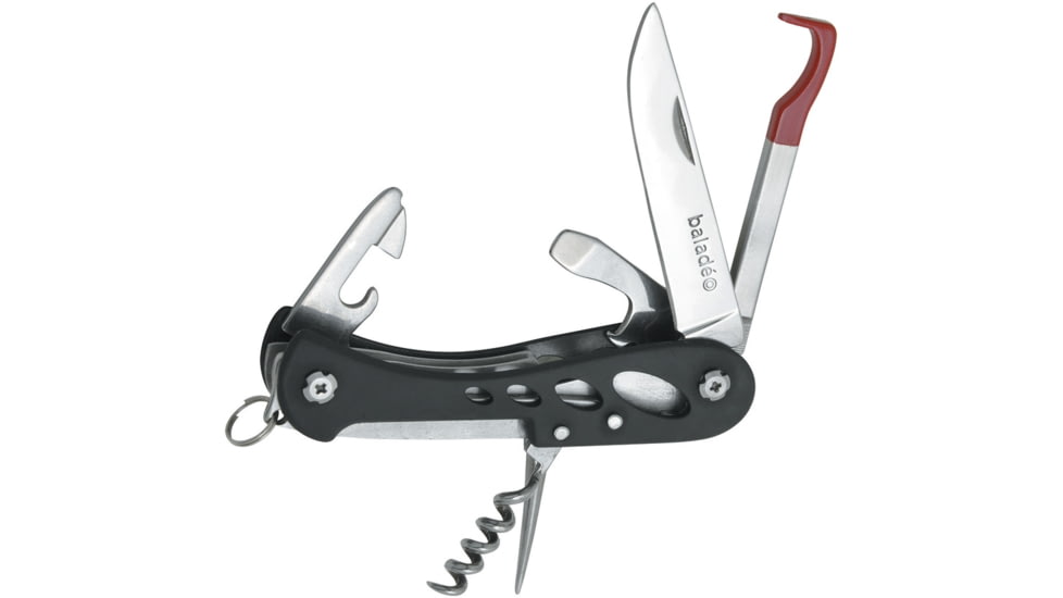 Baladeo Barrow Multi Function Tick Multi-Tools, Folding Knife, 3.5in Closed, Black Rubberized Aluminum Handle, Black, ECO174