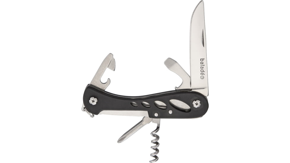 Baladeo Barrow Multitool 7 Tools Folding Knife, 2Cr13 SS Tools Blade, Black Aluminum Handles With Rubberized Finish, ECO161