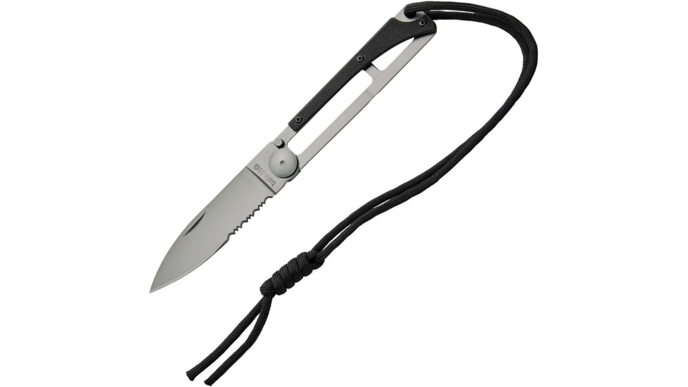 Baladeo Papagayo Skinny G10 Folder, 3.25in Titanium Coated Partially Serrated 420 SS Drop Point, Black G10 Handle, Thumb Stud, Open Design Frame, Black Paracord Lanyard, ECO321