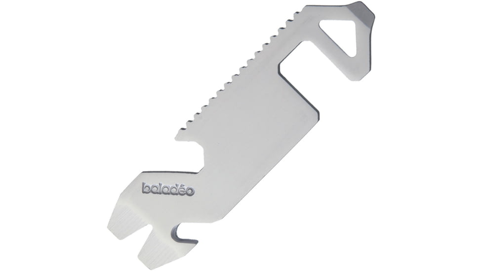Baladeo Phone Holder Multi Tool, 3in X .88in, Titanium Coated SS, Tools Include Bottle Opener L Ruler L Belt/Cord Cutter L Flat Head Screwdriver L Pry Bar, Phone/Tablet Holder, Nail Puller, ECO216