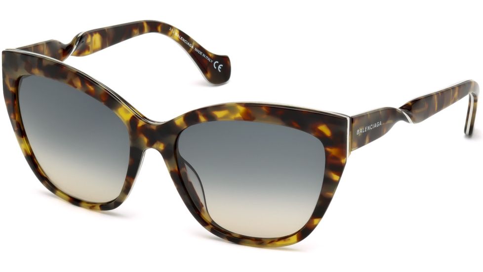 Balenciaga BA0052 Sunglasses - Coloured Havana Frame Color, Gradient Green Lens Color