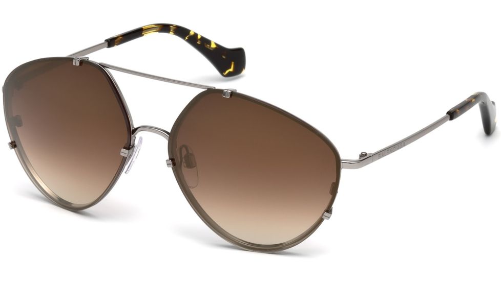 Balenciaga BA0085 Sunglasses - Shiny Light Ruthenium Frame Color, Brown Mirror Lens Color