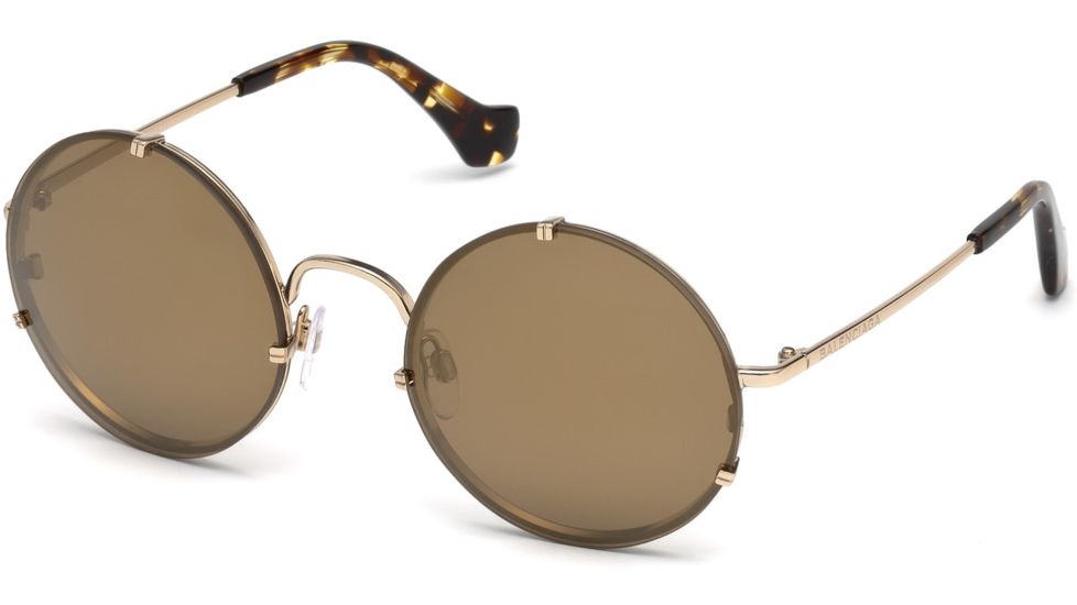 Balenciaga BA0086 Sunglasses - Gold Frame Color, Brown Mirror Lens Color