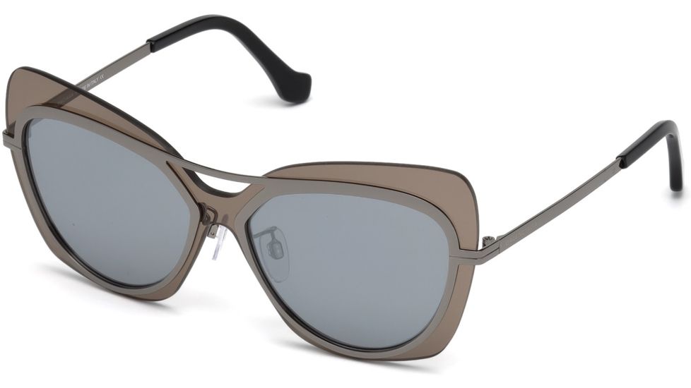 Balenciaga BA0087 Sunglasses - Shiny Gumetal Frame Color, Smoke Mirror Lens Color