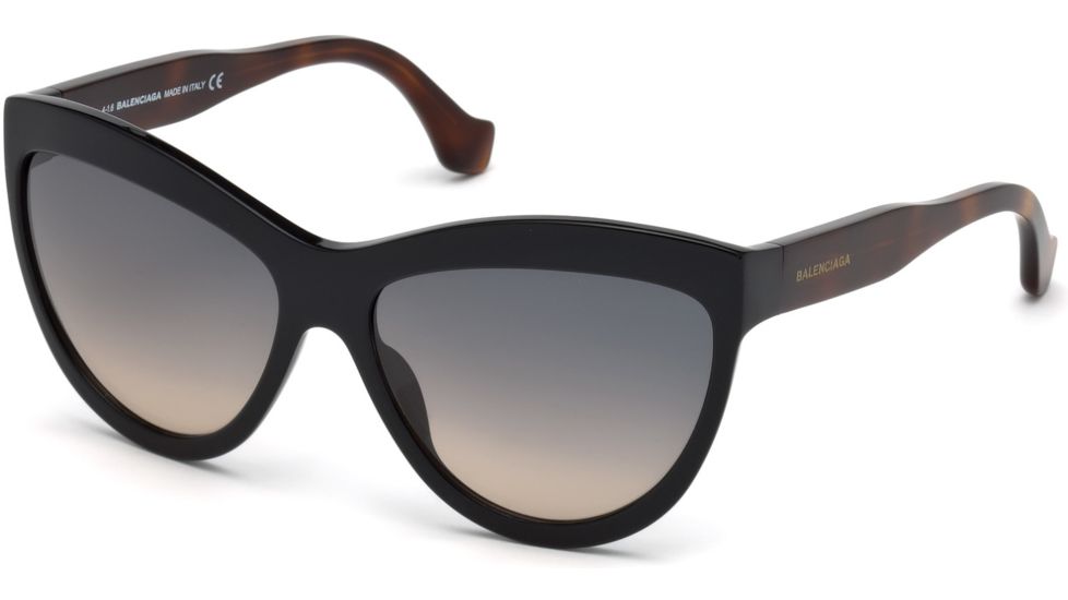 Balenciaga BA0090 Sunglasses - Shiny Black Frame Color, Gradient Smoke Lens Color