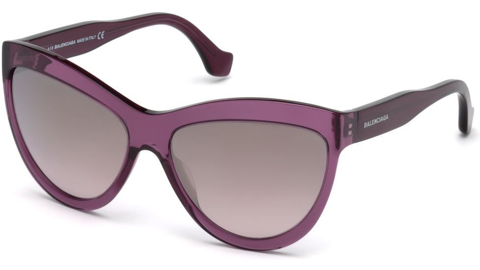 Balenciaga BA0090 Sunglasses - Shiny Bordeaux Frame Color, Smoke Mirror Lens Color