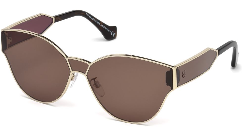 Balenciaga BA0096 Sunglasses - Gold Frame Color, Brown Lens Color