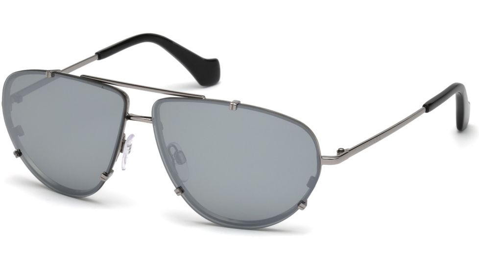 Balenciaga BA0097 Sunglasses - Shiny Light Ruthenium Frame Color, Smoke Mirror Lens Color