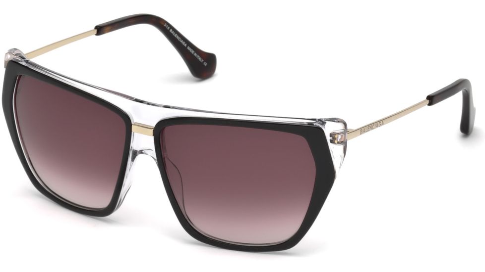 Balenciaga BA0105 Sunglasses - Black Frame Color, Gradient Bordeaux Lens Color