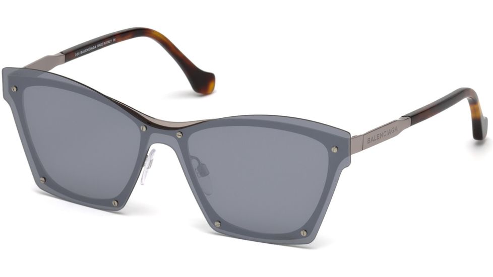 Balenciaga BA0106 Sunglasses - Shiny Light Ruthenium Frame Color, Smoke Mirror Lens Color