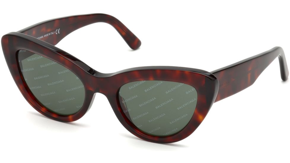 Balenciaga BA0129 Sunglasses - Red Havana Frame Color, Green Lens Color