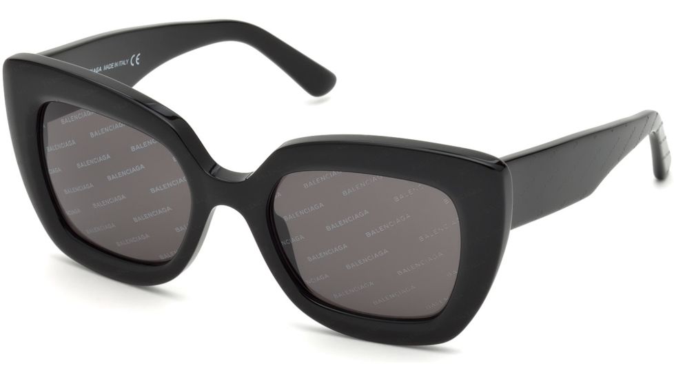 Balenciaga BA0130 Sunglasses - Black Frame Color, Smoke Lens Color