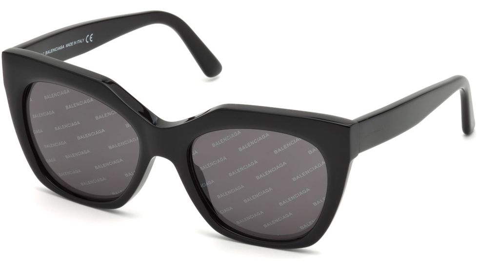 Balenciaga BA0132 Sunglasses - Shiny Black Frame Color, Smoke Lens Color