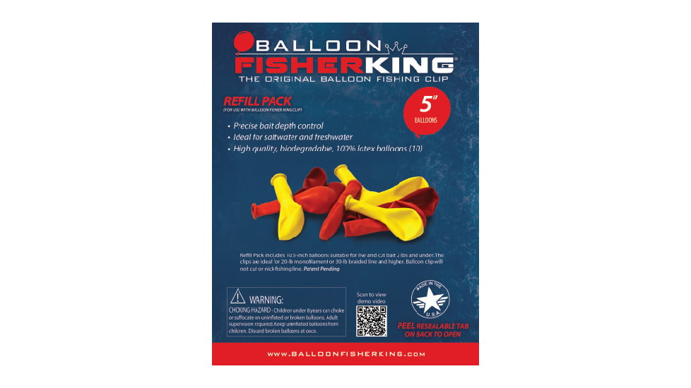 Balloon Fisher King 5in Latex Balloon Refill w/5inLatex Balloons 10, 41160