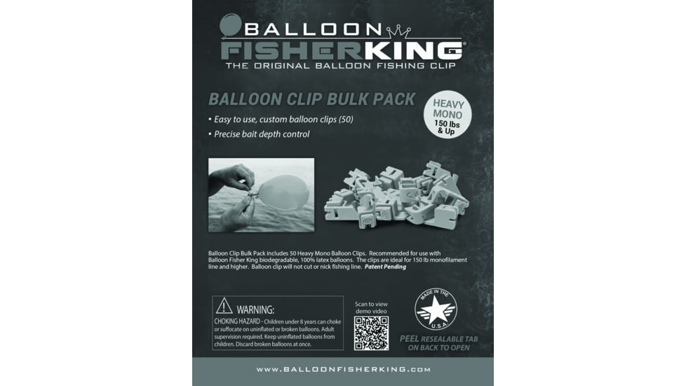 Balloon Fisher King Balloon Clip Bulk Pack Heavy Mono 50Pk, 411