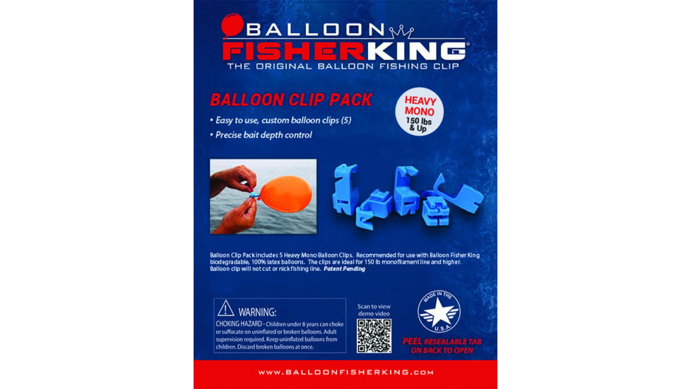 Balloon Fisher King Balloon Clip Pack Heavy Mono 5ct, 413