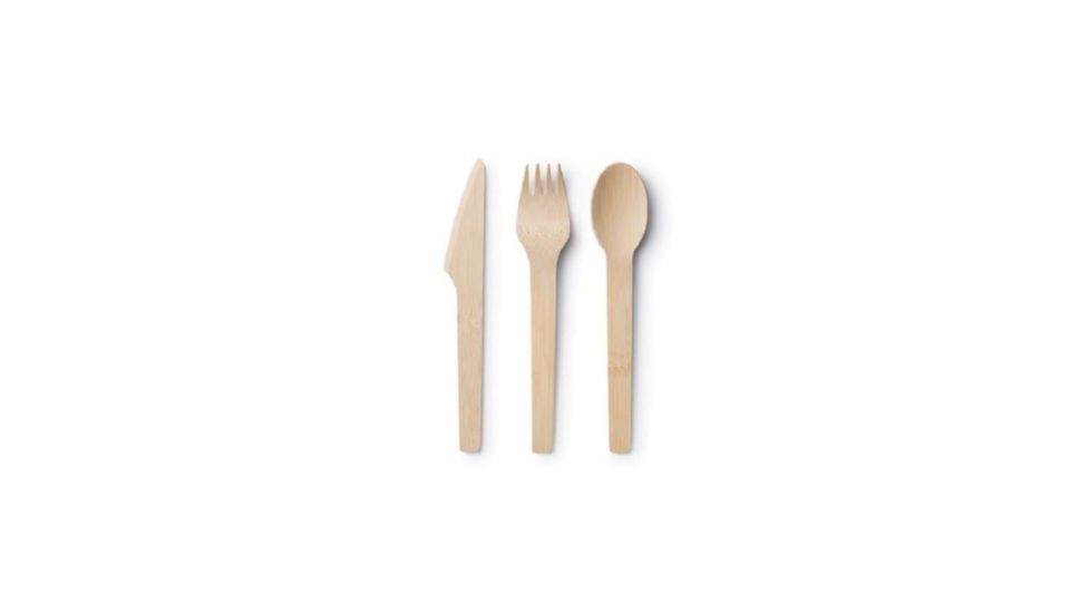 Bambu All Occasion Veneerware Bamboo Compostable Utensils-Knife, Fork, Spoon.Package of 24, Natural, 6 1/2in, 061400