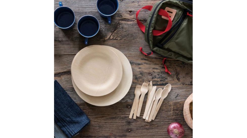 Bambu All Occasion Veneerware Bamboo Compostable Utensils-Knife, Fork, Spoon.Package of 24, Natural, 6 1/2in, 061400