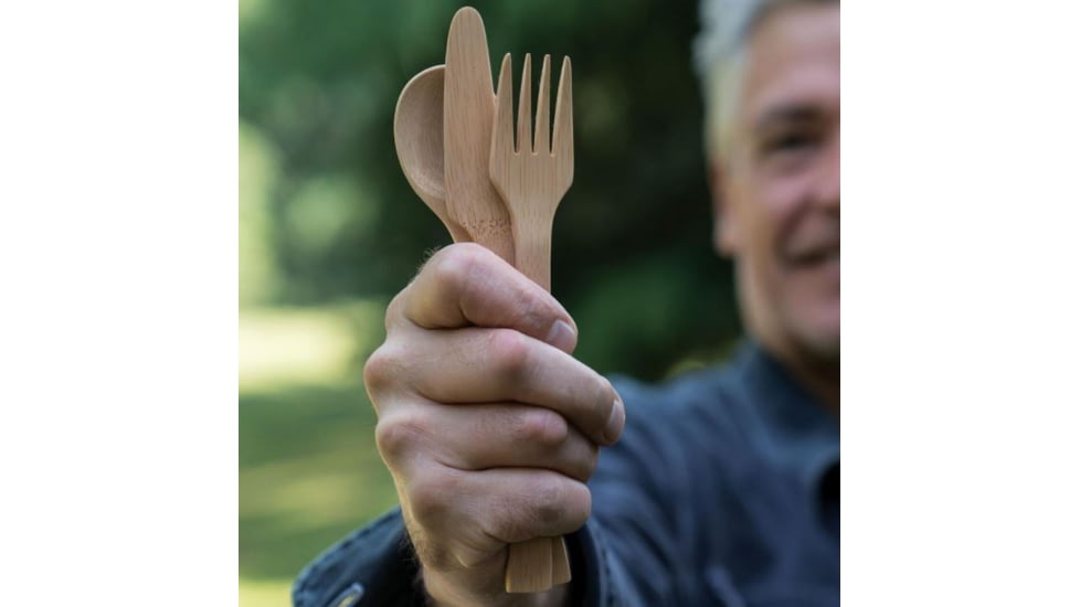 Bambu Bamboo Knife, Fork Spoon Set, Natural, Natural, 7 1/4in, 054600
