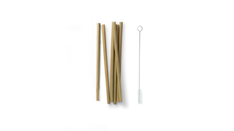 Bambu Bamboo Straws Set of 6, Natural, Natural, 8 1/2in, 056570