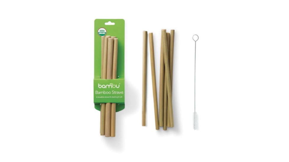 Bambu Bamboo Straws Set of 6, Natural, Natural, 8 1/2in, 056570
