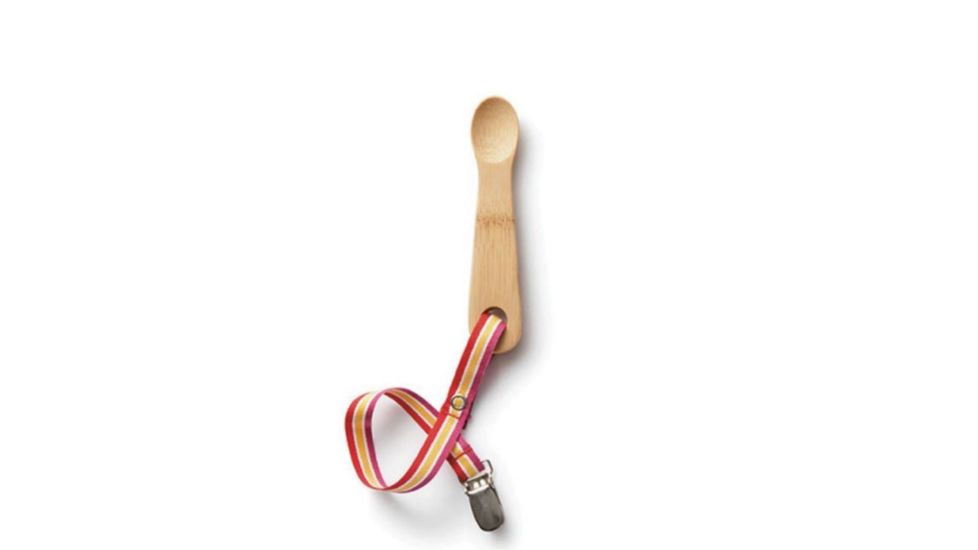 Bambu Organic Bamboo Baby Training Spoon W/ Leash 6M, Natural, Natural, 5in, 056850