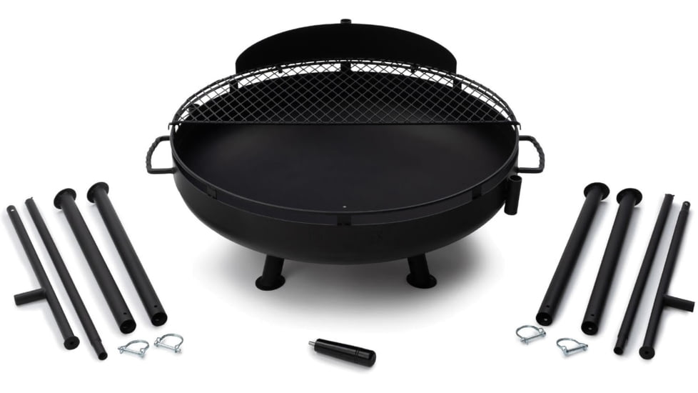 Barebones Cowboy Fire Pit Grill - 30in w/ Adjustable Legs, CKW-450