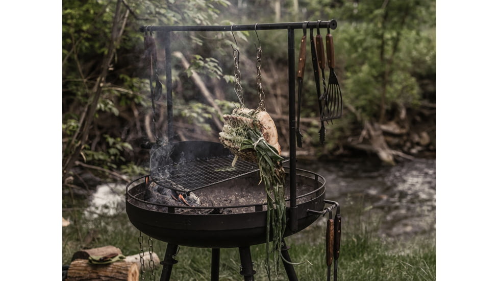 Barebones Cowboy Fire Pit Grill - 30in w/ Adjustable Legs, CKW-450