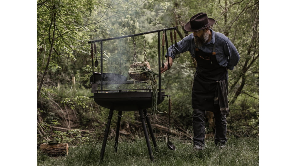 Barebones Cowboy Fire Pit Grill - 30in w/ Adjustable Legs, CKW-450