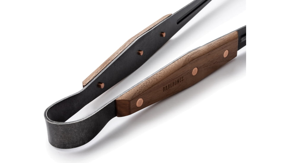 Barebones Cowboy Grill Tongs, Stainless Steel, Natural Walnut, 16 L x 4.5 W x 1.5 H inches, CKW-462
