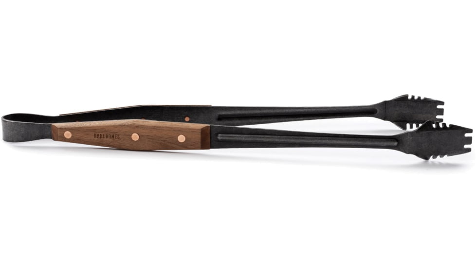 Barebones Cowboy Grill Tongs, Stainless Steel, Natural Walnut, 16 L x 4.5 W x 1.5 H inches, CKW-462