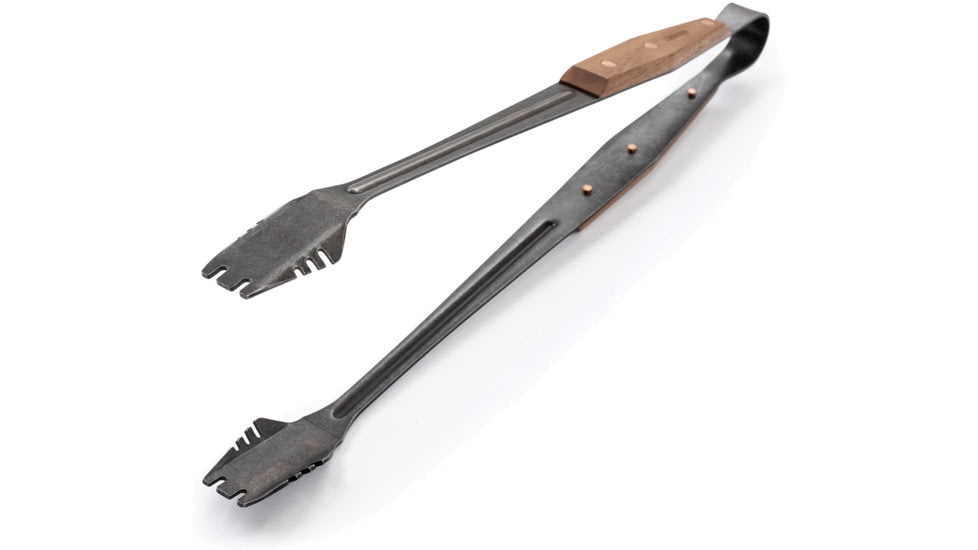 Barebones Cowboy Grill Tongs, Stainless Steel, Natural Walnut, 16 L x 4.5 W x 1.5 H inches, CKW-462