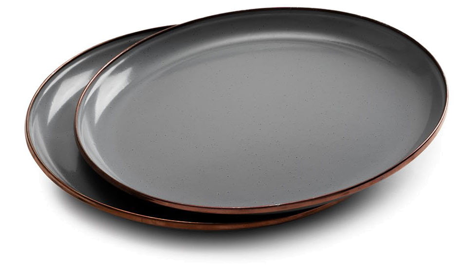 Barebones Enamel Salad Plate - Set of 2, Slate Gray, 8in, CKW-374