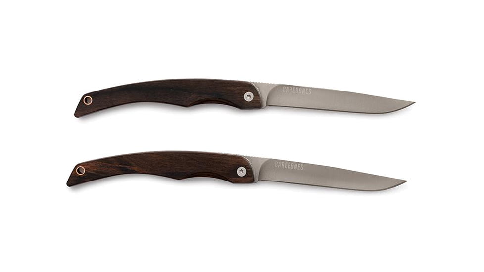 Barebones Folding Knife Set - Set of 2, 50CR15 Stainless Steel Blade, Hardwood Handle, CKW-362
