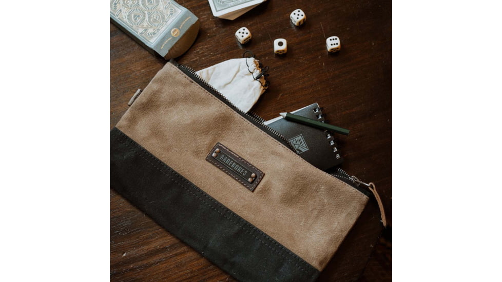 Barebones Neelum Small Zipper Pouch, 11.5in x .75in x 6.25in, Khaki, STC-722