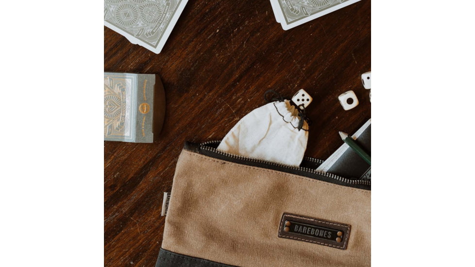 Barebones Neelum Small Zipper Pouch, 11.5in x .75in x 6.25in, Khaki, STC-722