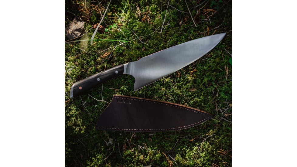 Barebones No. 8 Chef's Knife, 12.5in Overall, 8in, 50CrMoV15, Satin Blade, Black Resin Infused Pakkawood Handle, CKW-490