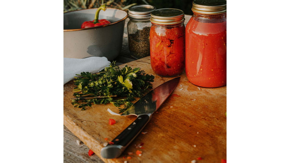 Barebones No. 8 Chef's Knife, 12.5in Overall, 8in, 50CrMoV15, Satin Blade, Black Resin Infused Pakkawood Handle, CKW-490