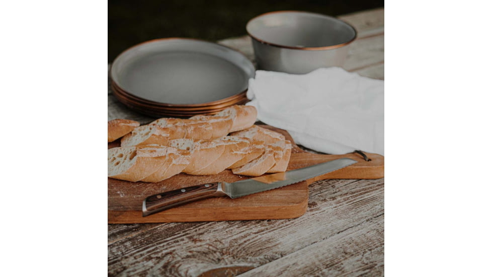 Barebones No. 9 Bread Knife, 14in Overall, 9in, 5Cr15MoV, Satin Serrated Blade, Brown Pakkawood Handle, CKW-492