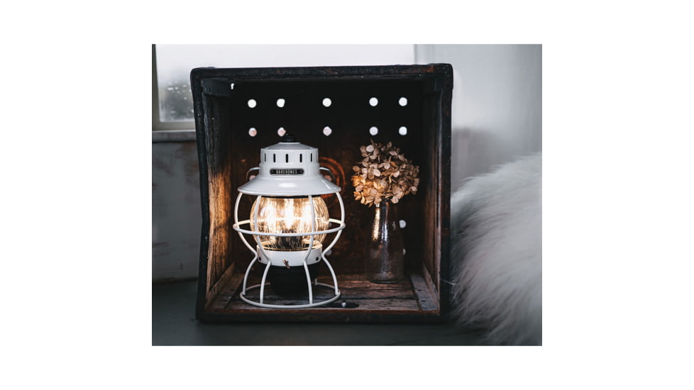 Barebones Railroad Lantern Vintage White