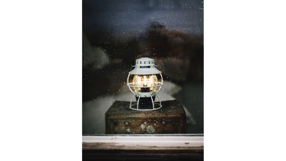 Barebones Railroad Lantern Vintage White