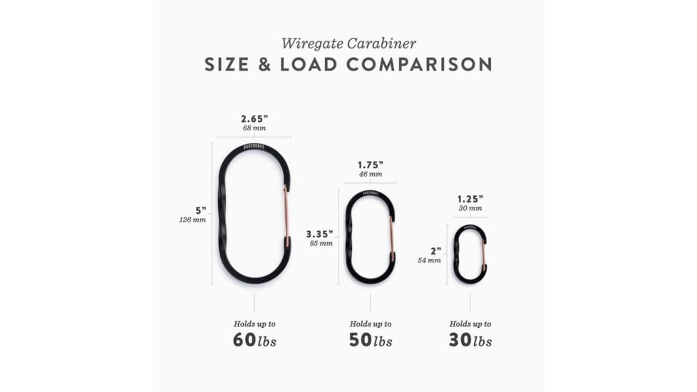 Barebones Wiregate Carabiner, Large, Black, STC-618