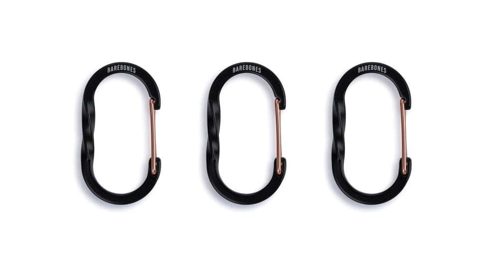 Barebones Wiregate Carabiner, Small, 3 Pack, Black, STC-620