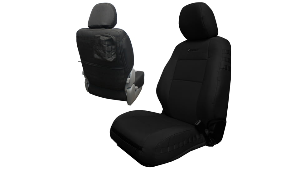 Bartact 2020-21 Toyota Tacoma Electric Driver/ Manual Passenger Mil-Spec Tactical Front Seat Covers, Pair, Black/Black, TTAC2020FPBC